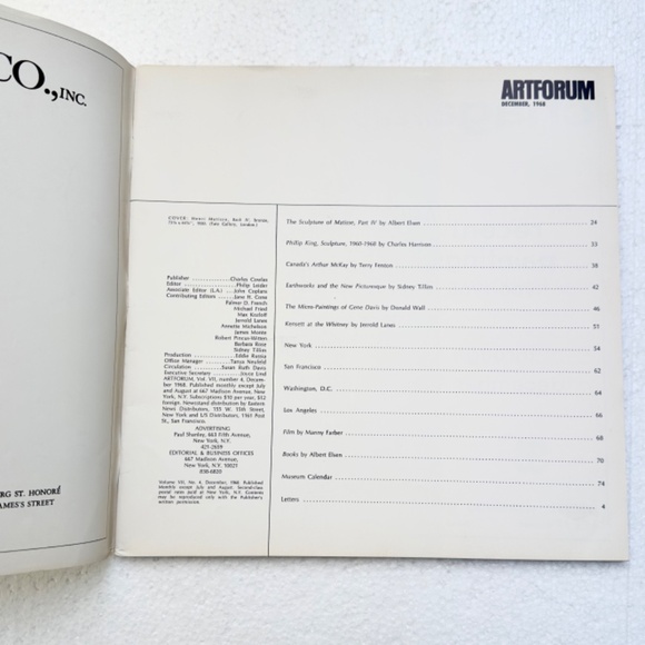 ARTFORUM MAGAZINE DECEMBER 1968 VOL VII #4 VERY GOOD CONDITION - Picture 2 of 2